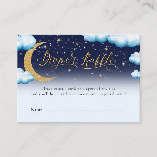 Over the Moon Boy Baby Shower Diaper Raffle Enclosure Card