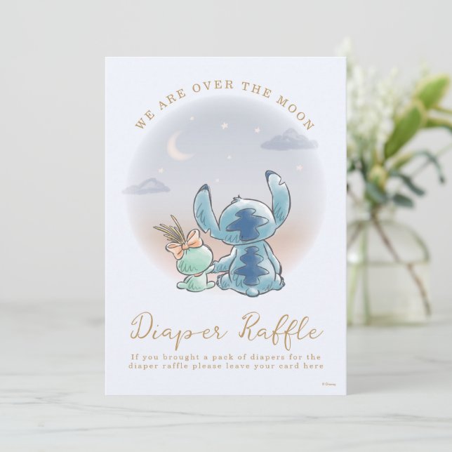 Over the Moon - Boy Baby Shower Diaper Raffle Invitation (Standing Front)