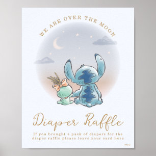 Over the Moon - Boy Baby Shower Diaper Raffle Poster