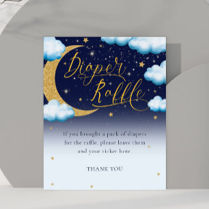 Over the Moon Boy Baby Shower Diaper Raffle Sign