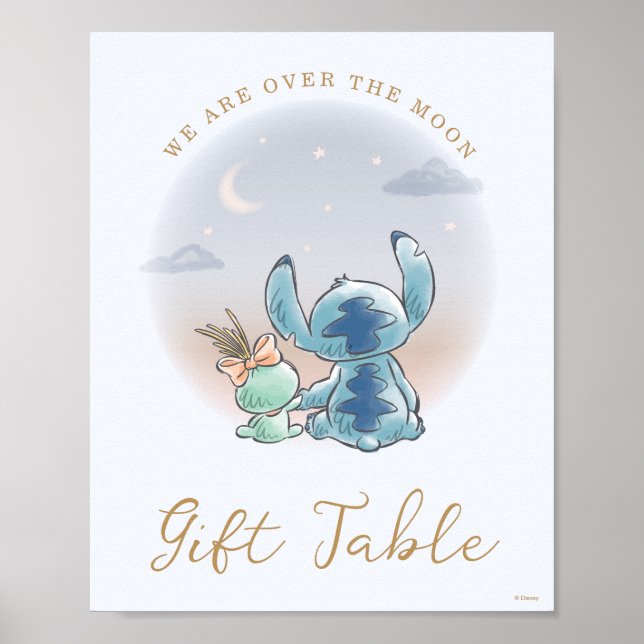 Over the Moon - Boy Baby Shower Gift Table Poster (Front)