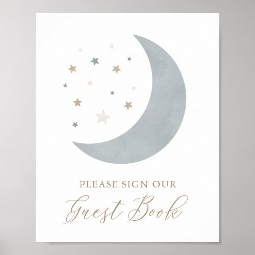 Over the Moon Boy Baby Shower Guest Book Sign