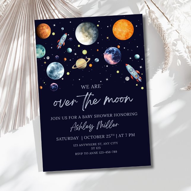 Over The Moon Boy Baby Shower Invite, Celestial Invitation (Creator Uploaded)