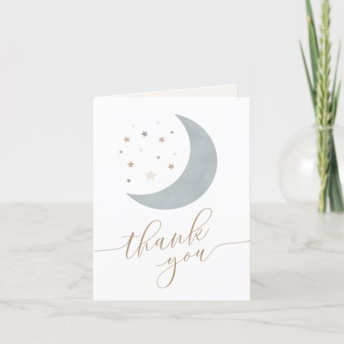 Over the Moon Boy Baby Shower Thank You Card