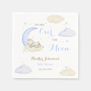 Over The Moon Boy Bear Baby Shower Napkins