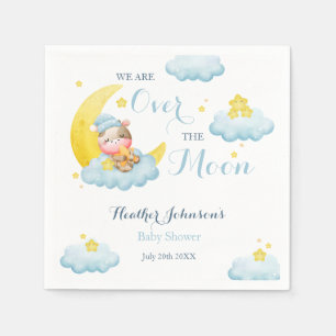 Over The Moon Boy Cow Baby Shower Napkins