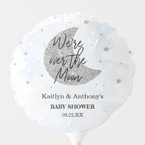 Over The Moon  Boys Baby Shower Balloon