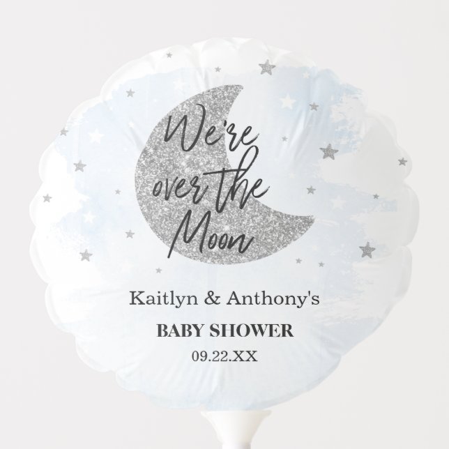 Over The Moon | Boys Baby Shower Balloon (Front)