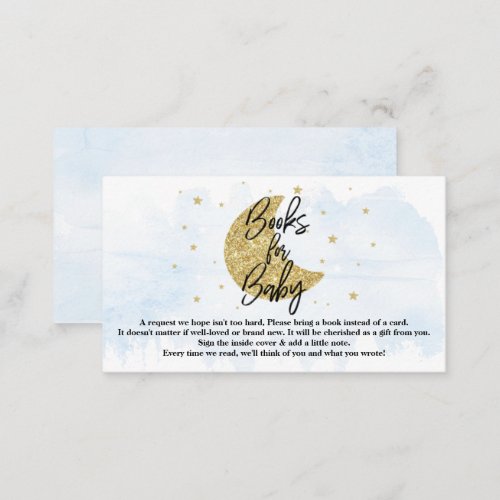 Over The Moon  Boys Baby Shower Books For Baby Enclosure Card