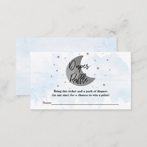 Over The Moon  Boys Baby Shower Diaper Raffle Enclosure Card