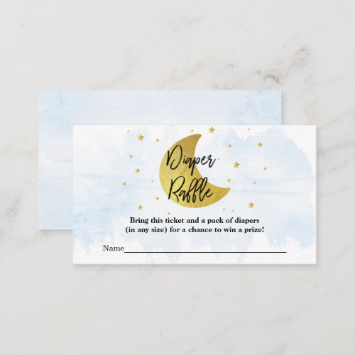 Over The Moon  Boys Baby Shower Diaper Raffle Enclosure Card