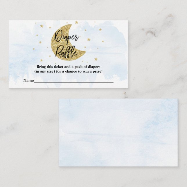 Over The Moon | Boys Baby Shower Diaper Raffle Enclosure Card (Front/Back)