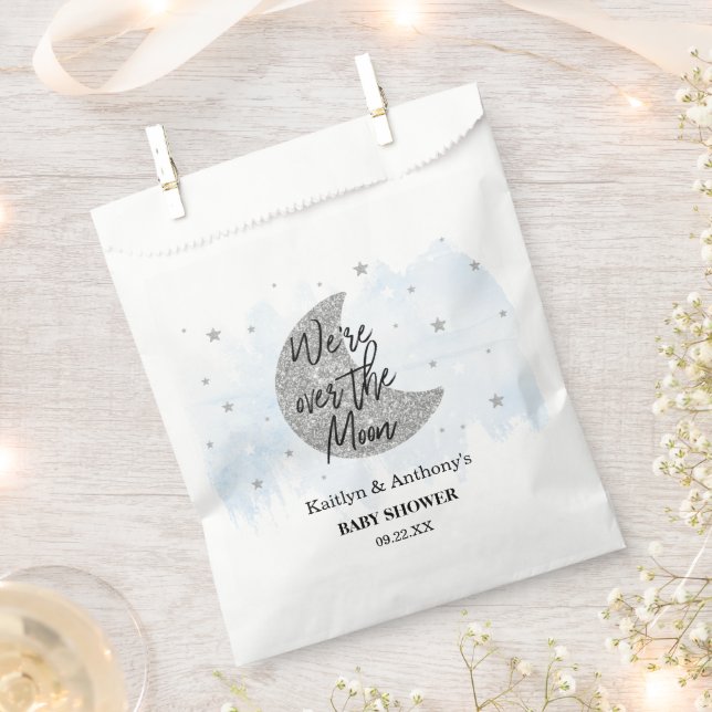 Over The Moon | Boys Baby Shower Favor Bag (Clipped)