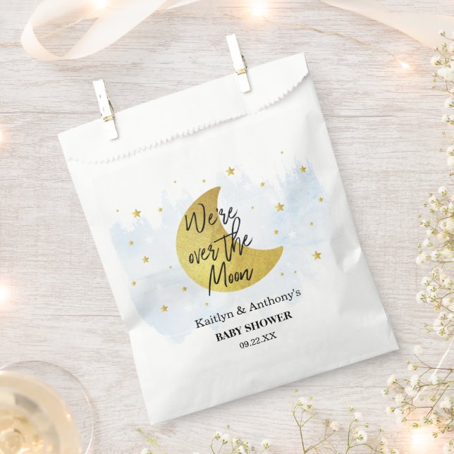 Over The Moon | Boys Baby Shower Favor Bag (Clipped)