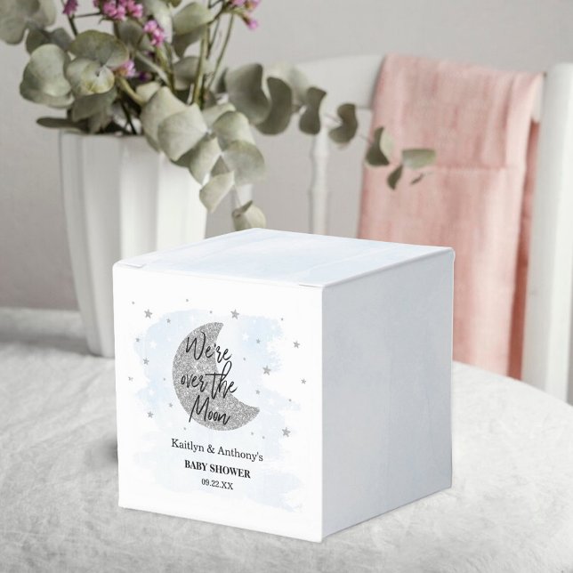 Over The Moon | Boys Baby Shower Favor Boxes (Creator Uploaded)