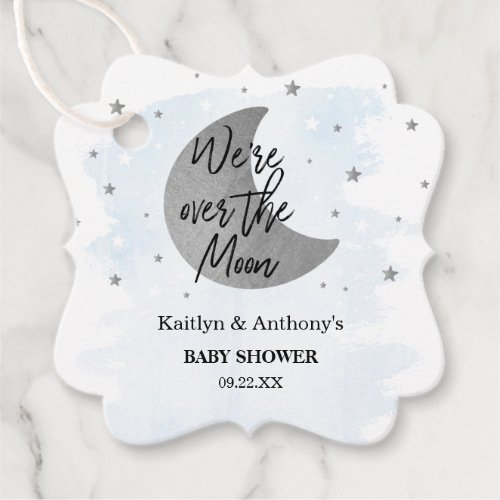 Over The Moon  Boys Baby Shower Favor Tags