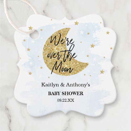 Over The Moon  Boys Baby Shower Favor Tags