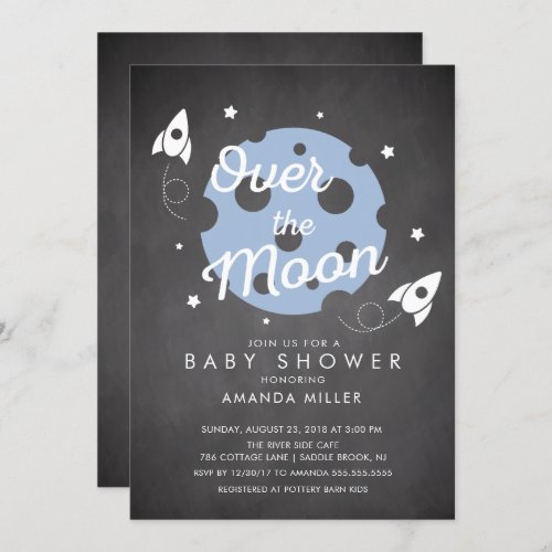 Over the Moon Boys Baby Shower Invitation