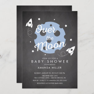 Over the Moon Boys Baby Shower Invitation