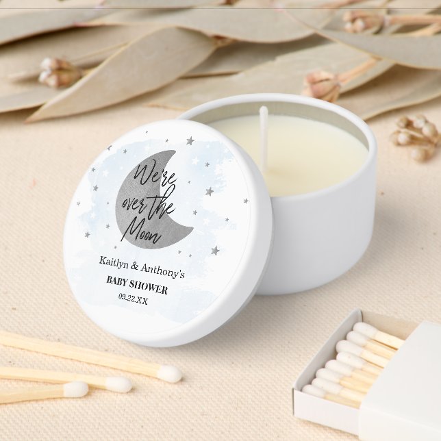 Over The Moon | Boys Baby Shower Mini Candle Favors (Insitu)