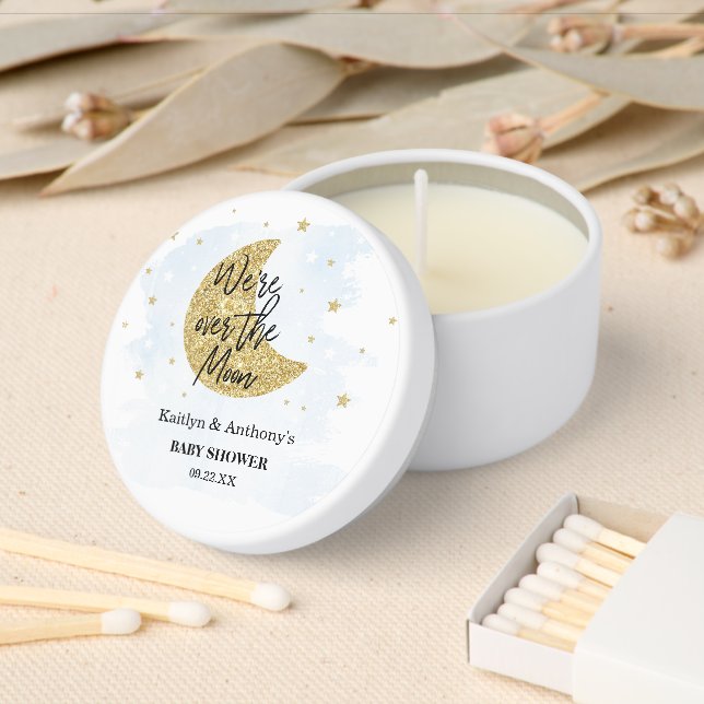 Over The Moon | Boys Baby Shower Mini Candle Favors (Insitu)