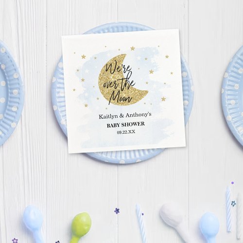 Over The Moon  Boys Baby Shower Napkins