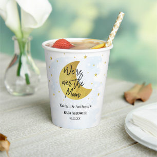 Over The Moon Boys Baby Shower Paper Cups