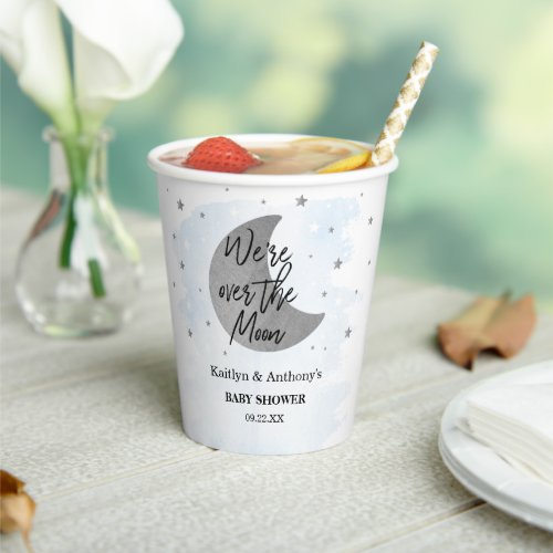 Over The Moon  Boys Baby Shower Paper Cups
