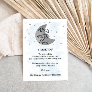 Over The Moon Boys Baby Shower Thank You Card