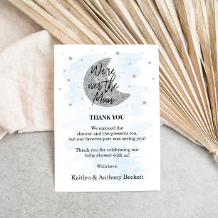 Over The Moon Boys Baby Shower Thank You Card