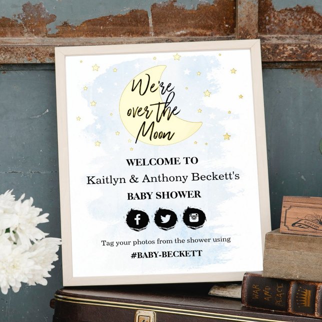 Over The Moon | Boys Baby Shower Welcome Sign (Creator Uploaded)
