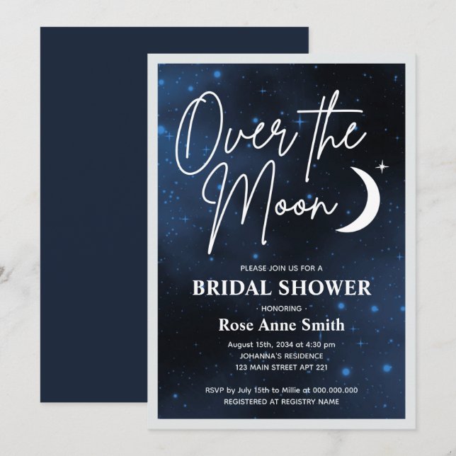 Over The Moon Bridal Shower Party Invitation (Front/Back)