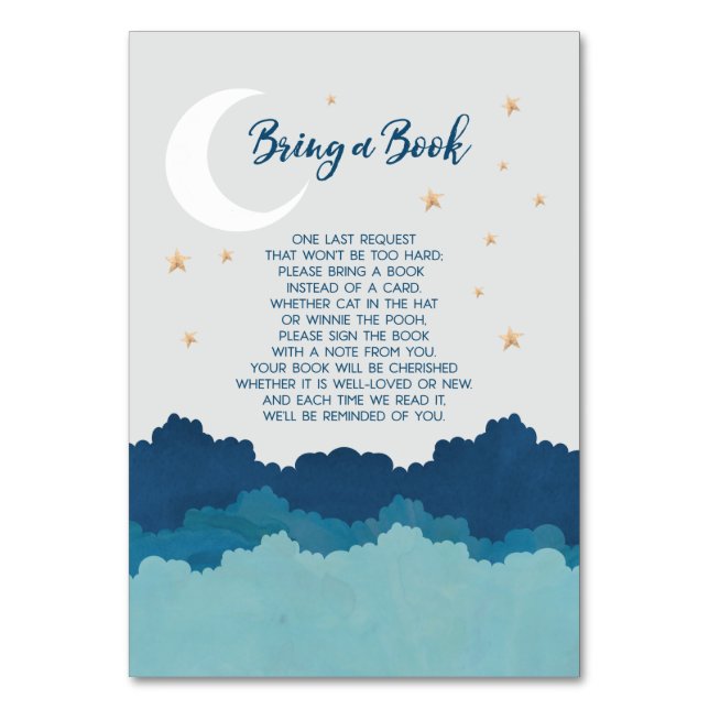 Over the Moon Bring a Book Baby Shower Insert Card (Front)