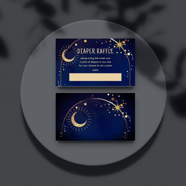 Over the Moon celestial arch diaper raffle card (Over the Moon celestial arch diaper raffle card baby shower raffle tickets)