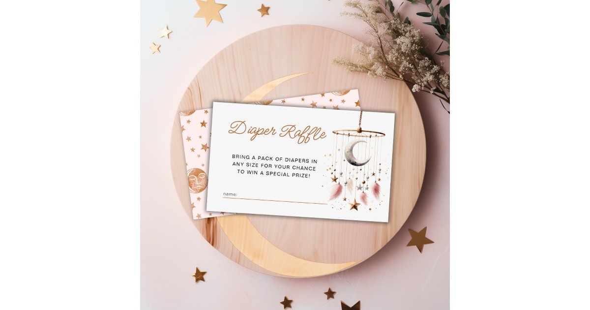 Over the Moon Celestial Baby Shower Diaper Raffle Enclosure Card | Zazzle