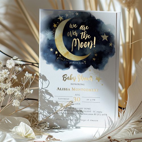 Over the Moon Celestial Baby Shower Foil Accents Foil Invitation