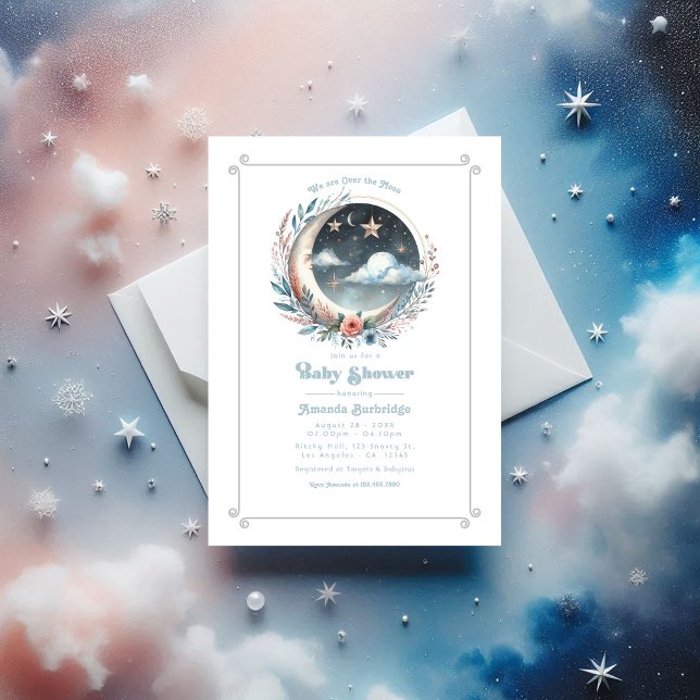 Over the Moon Celestial Baby Shower Invitation (Over the Moon Celestial Baby Shower Invitation)