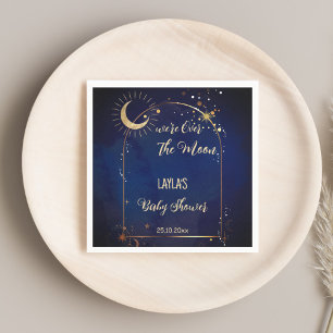 Over the Moon celestial Baby Shower printed Napkins