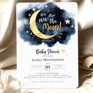 Over the Moon Celestial Baby Shower Stars Space Invitation