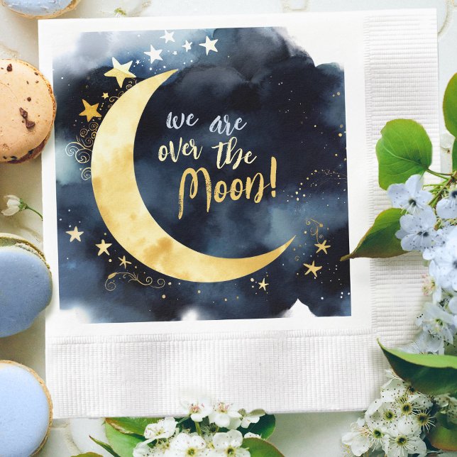 Over the Moon Celestial Baby Shower Stars Space Napkins (Creator Uploaded)