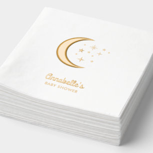 Over the Moon Celestial Gold Baby Shower Napkins