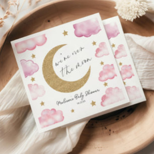 Over The Moon Celestial Pink Clouds Baby Shower Napkins