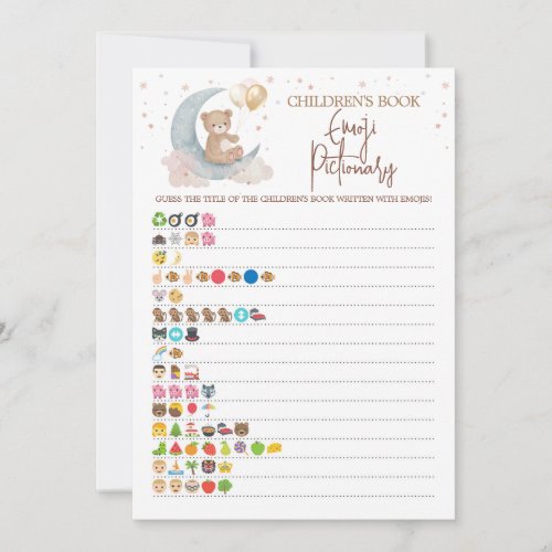 Over the Moon Childrens Book Emoji Game Card