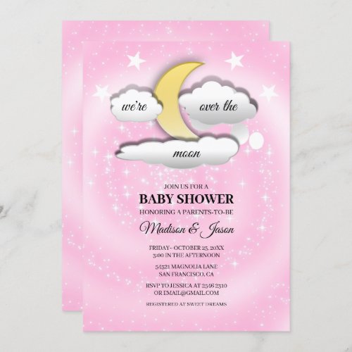 Over The Moon Clouds  Stars Invitation