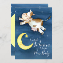 Over the moon cow jump baby shower invitation