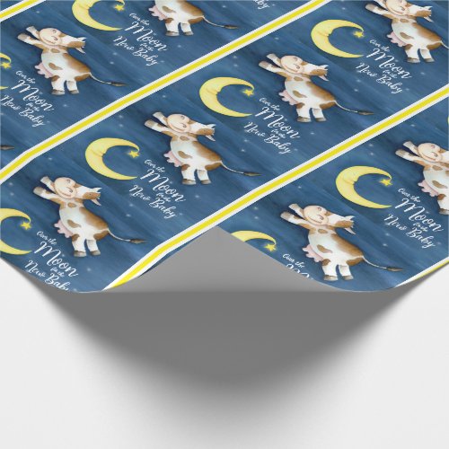 Over the moon cow jump new baby wrapping paper