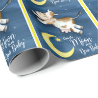 Over the moon cow jump new baby wrapping paper