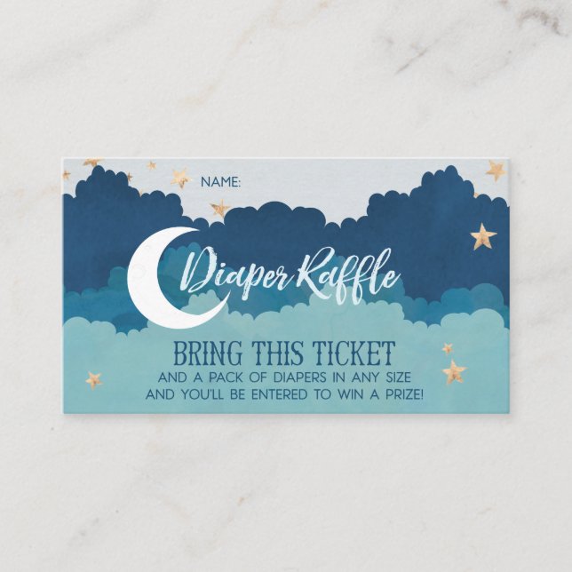 Over the Moon Diaper Raffle Cards - Blue (Front)