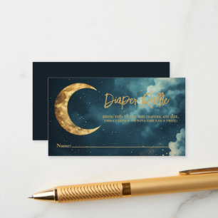 Over the Moon Diaper Raffle Ticket, Celestial Gold Enclosure Card