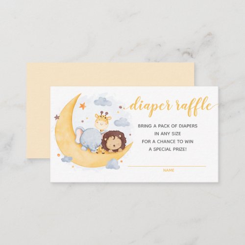 Over The Moon Diaper Raffle Tickets Animals Enclosure Card